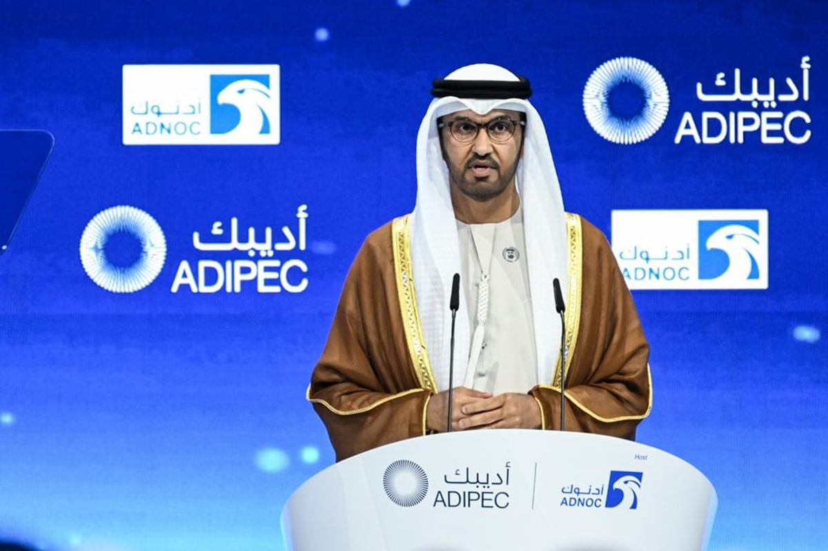 ADNOC Chairman Dr. Sultan Al Jaber speaking at ADIPEC 2025